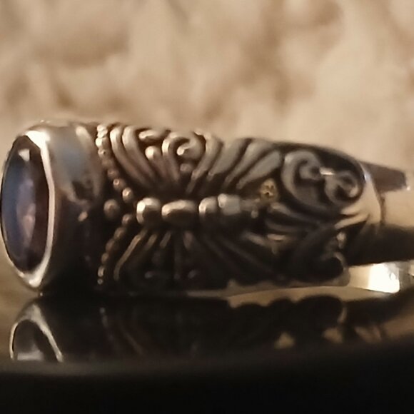 Sterling Silver Butterfly Amethyst Ring - Picture 9 of 12